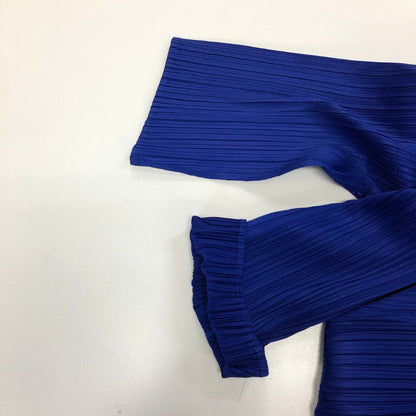 美品◆プリーツプリーズ イッセイミヤケ PP11-JK541 リブ プリーツ ブルー サイズ 3 PLEATS PLEASE 【AFB11】