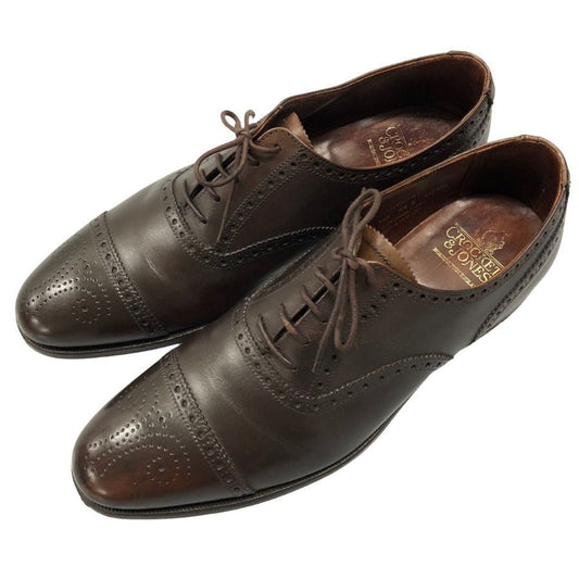 クロケット&ジョーンズ セミブローグシューズ コベントリー レザー メンズ ダークブラウン サイズUK8.5E 341ラスト CROCKETT&JONES COVENTRY ビジネスシューズ 約27.0cm【LA】【中古】