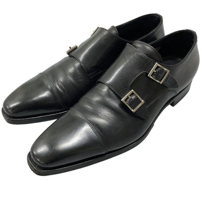 サントーニ レザーシューズ ダブルモンク 14064 ブラック サイズUK8 Santoni 約27.0cm【AFC3】