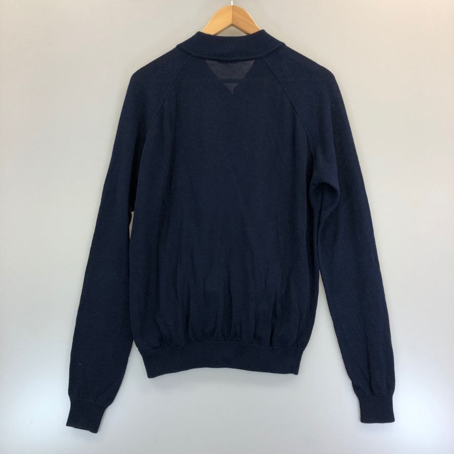美品◆ザノーネ ニット カーディガン ボタン コットン メンズ ネイビー サイズ48 ZANONE 【AFB17】