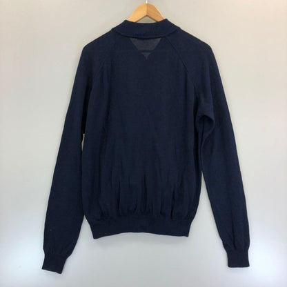 美品◆ザノーネ ニット カーディガン ボタン コットン メンズ ネイビー サイズ48 ZANONE 【AFB17】