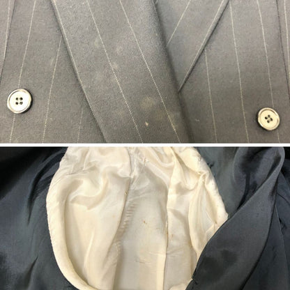 中古■ジョルジオアルマーニ ウール ストライプ ダブルジャケット メンズ サイズ48 ネイビー Giorgio Armani 【AFB46】