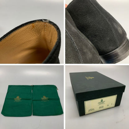 クロケット&ジョーンズ レザーシューズ チャッカブーツ チャートシー スエード ブラック サイズUK7E CROCKETT&JONES CHERTSEY ブーツ 約25.5cm【LA】【中古】