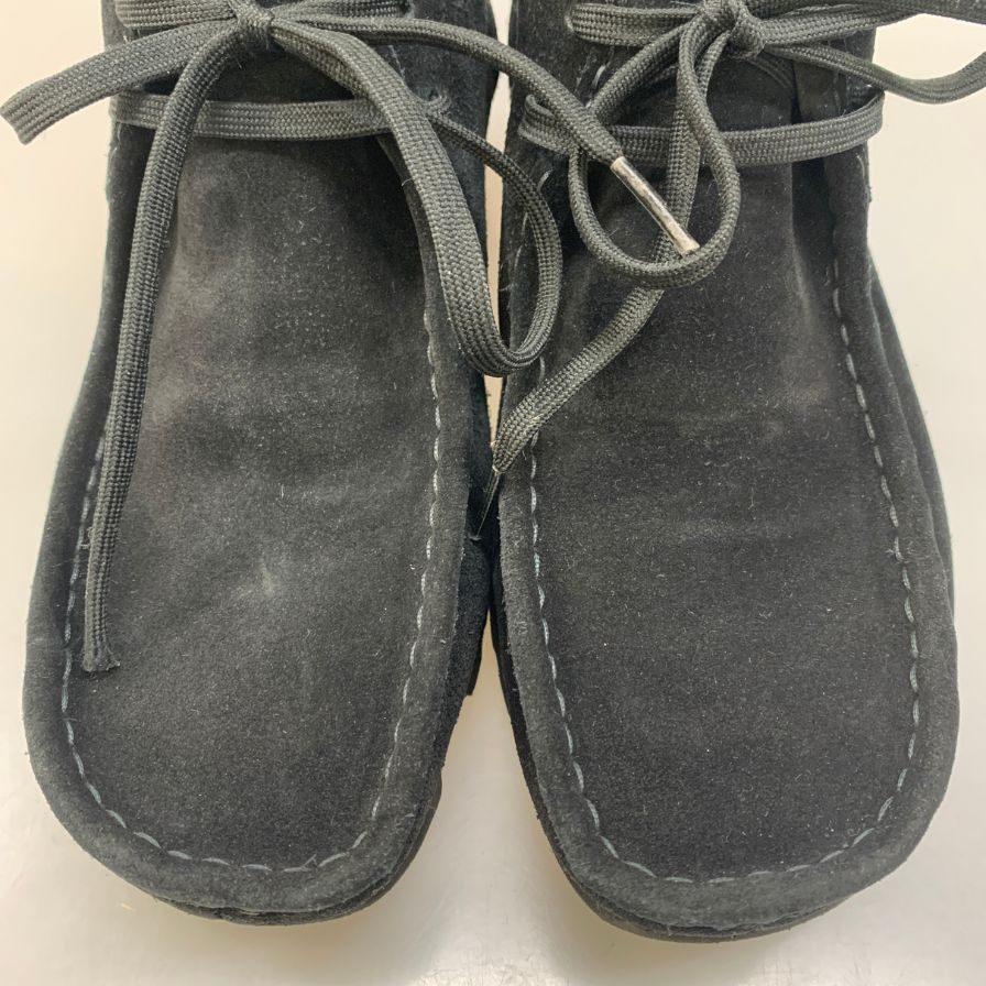クラークス デッキシューズ ワラビー スエード クレープソール メンズ ブラック サイズ25.5cm CLARKS 約25.5cm【AFC45】