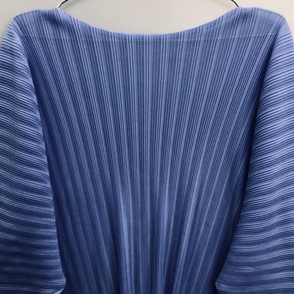 美品◆プリーツプリーズ イッセイミヤケ PP31FK332 リブ プリーツ ブルー系 サイズ3 PLEATS PLEASE 【AFB2】