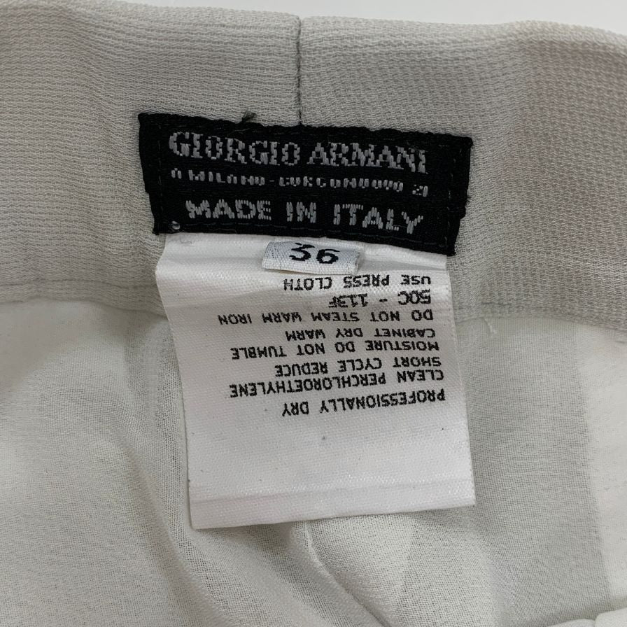 ジョルジオアルマーニ タックパンツ ホワイト レディース サイズ36 GIORGIO ARMANI 【AFB36】