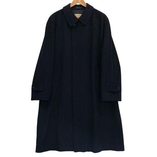 美品◆アクアスキュータム ステンカラーコート カシミア100% 比翼仕立て ロング ネイビー メンズ サイズ36 Aquascutum 【AFA13】