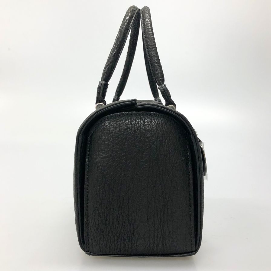 JRA ノーブランド ハンドバッグ シャーク レザー ブラック【AFE3】
