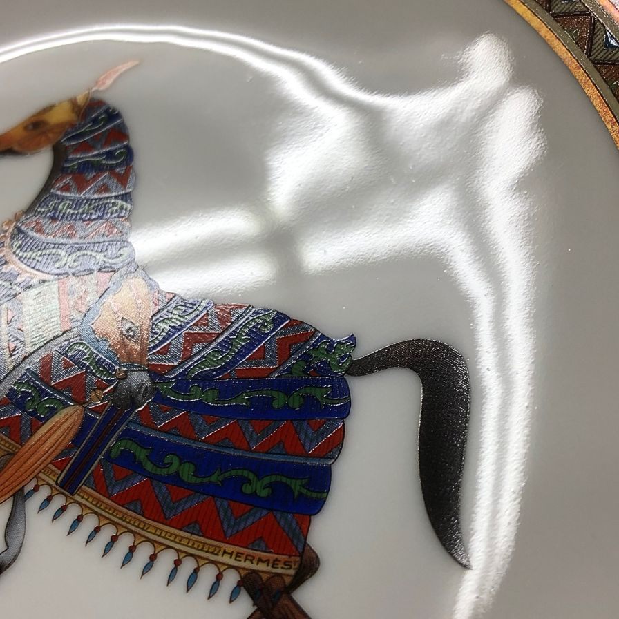 エルメス プレート シュヴァルドリアン ホース ホワイト 約17㎝ HERMES【AFI28】【中古】