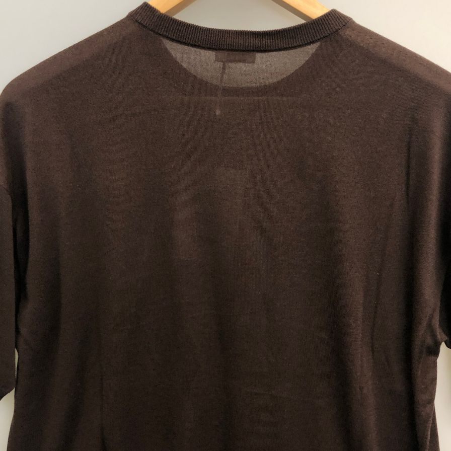 極美品◆キャッシュ＆バルバ シーアイランドコットン クルーネックニット Tシャツ ブラウン レディース サイズ2 cash&barba 【AFB15】