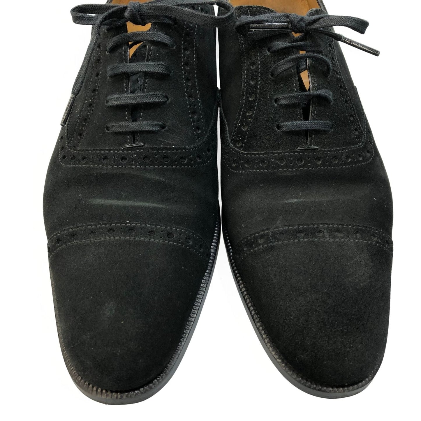 ヒデタカフカヤ トゥモローランド レザーシューズ パンチドキャップトゥ スエード ブラック  サイズ40 Hidetaka Fukaya TOMORROWLAND 約25.5cm【AFC34】