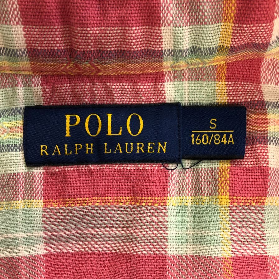 美品◆ポロ ラルフローレン 長袖シャツ チェック ピンク メンズ サイズM POLO RALPH LAUREN 【AFB6】