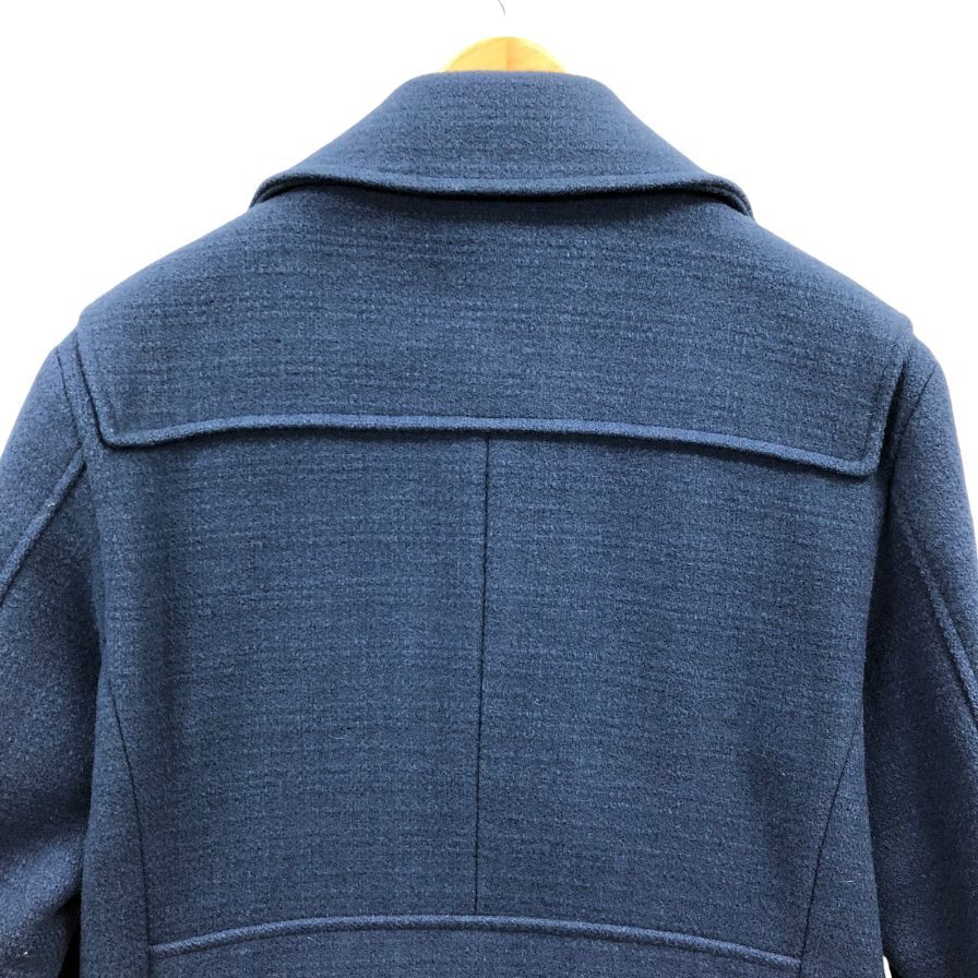 美品◆バーバリー ブラックレーベル ウール Pコート ブルー メンズ Mサイズ BURBERRY BLACK LABEL 【AFA7】