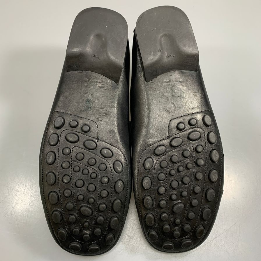 ランバン ドライビングシューズ カーフ コインローファー アンラインド ブラック サイズUK7 LANVIN 約26.0cm【AFC9】
