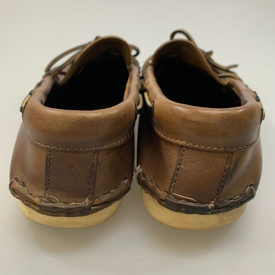 クオッディトレイルモカシン デッキシューズ レザー メンズ ブラウン サイズ8.5 quoddy trail moccasin 約26.5cm【AFC47】