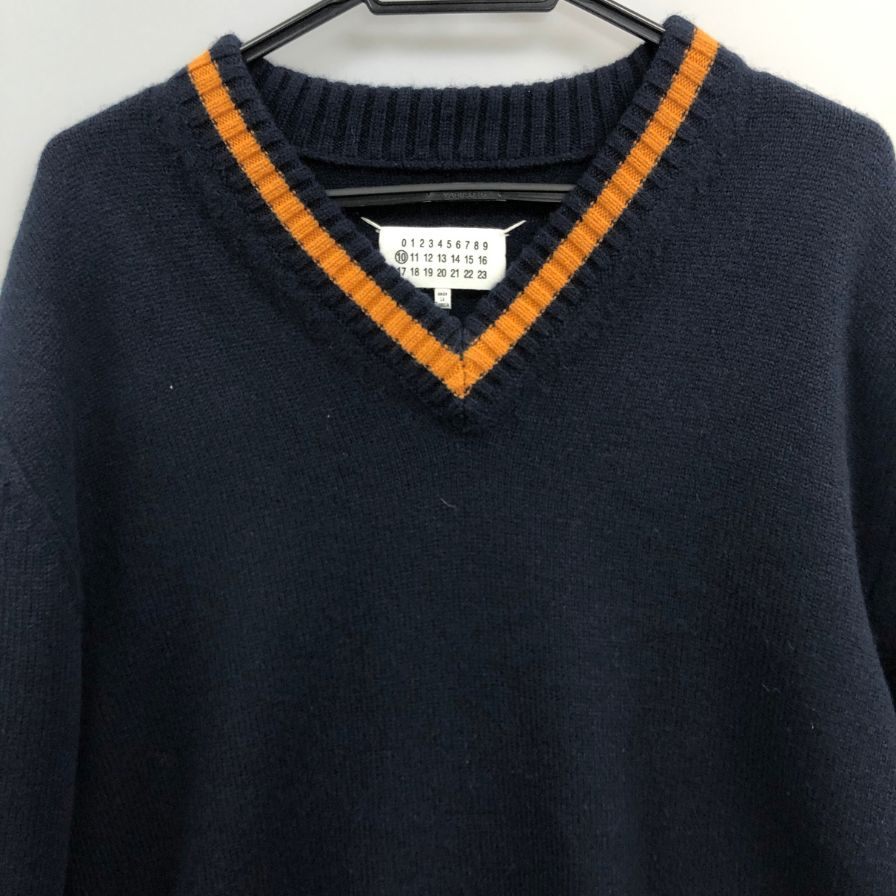 美品◆メゾン マルジェラ チルデンニット 21AW ネイビー メンズ サイズS Maison Margiela 【AFB3】