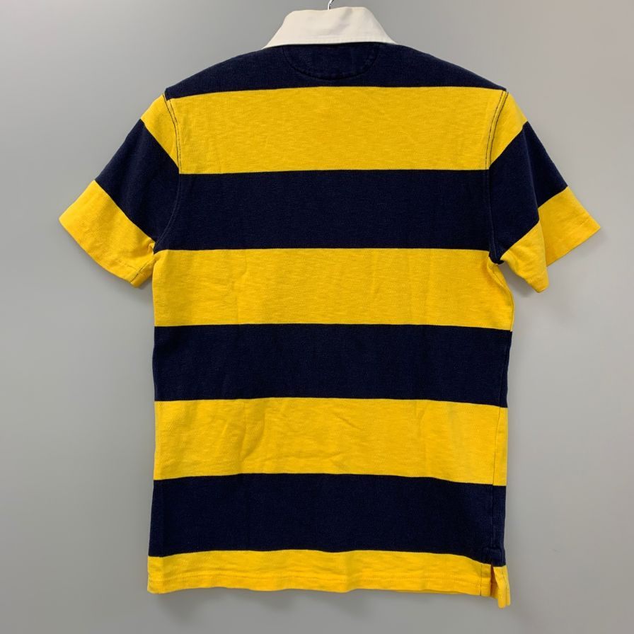 美品◆ポロラルフローレン ポロシャツ コットン ボーダー イエロー ネイビー  メンズ サイズ170/92A Polo Ralph Lauren 【AFB6】