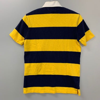 美品◆ポロラルフローレン ポロシャツ コットン ボーダー イエロー ネイビー  メンズ サイズ170/92A Polo Ralph Lauren 【AFB6】