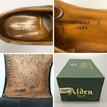 オールデン ユナイテッドアロウズ レザーシューズ  5682 パンチドキャップトゥ カーフ メンズ ブラウン サイズ6ハーフ ALDEN ビジネスシューズ 約24.5cm【LA】【中古】
