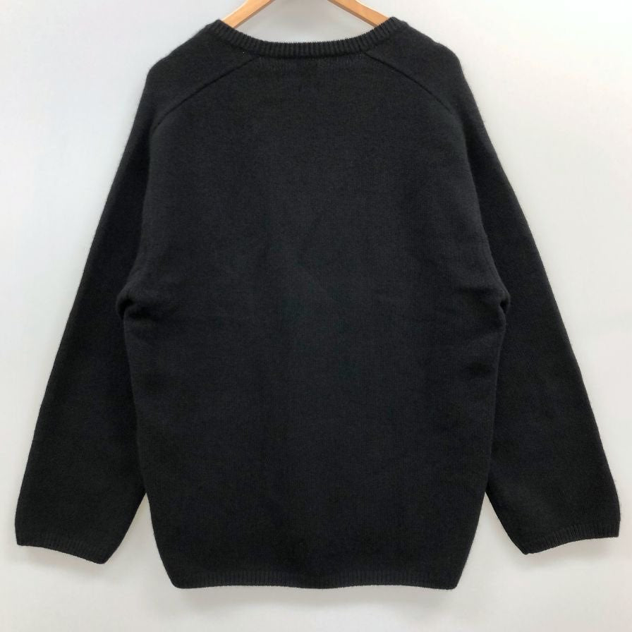美品◆バトナー ウール Vネック ニット セーター メンズ ブラック サイズL BATONER 【AFB47】