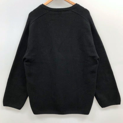 美品◆バトナー ウール Vネック ニット セーター メンズ ブラック サイズL BATONER 【AFB47】