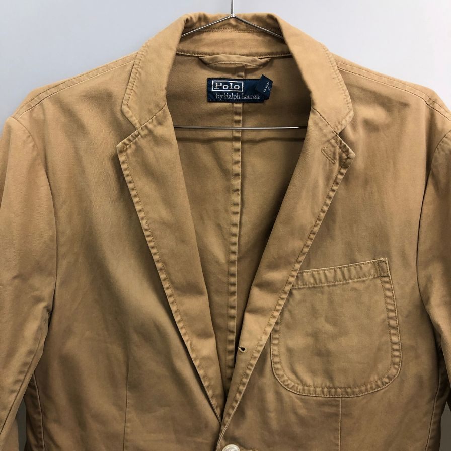 中古◆ポロラルフローレン テーラードジャケット 段返り 3B 90年代 オールド ベージュ メンズ サイズ36 Polo Ralph Lauren 【AFA1】