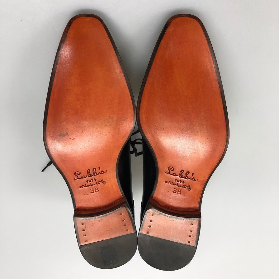 ロブス レザーシューズ ストレートチップ   カーフ  ブラック メンズ サイズ38 LOBBS 約23.0cm【AFC43】