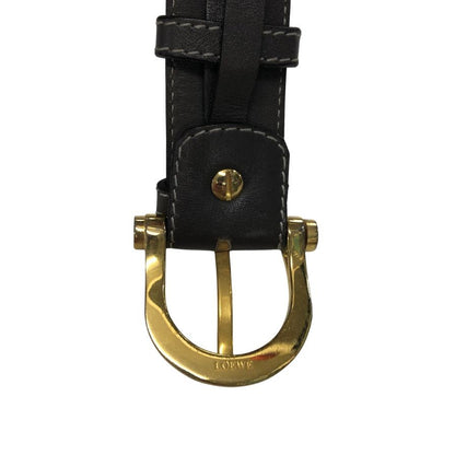 ロエベ レザーベルト ゴールド金具 グレー サイズ34-85 LOEWE【AFI13】