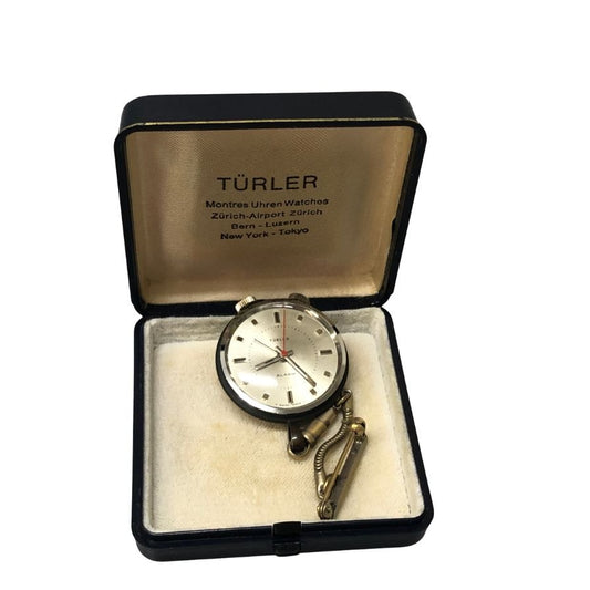 チューラー 懐中時計 ペンダントウォッチ 手巻き ゴールド文字盤 TURLER【AFI25】【中古】