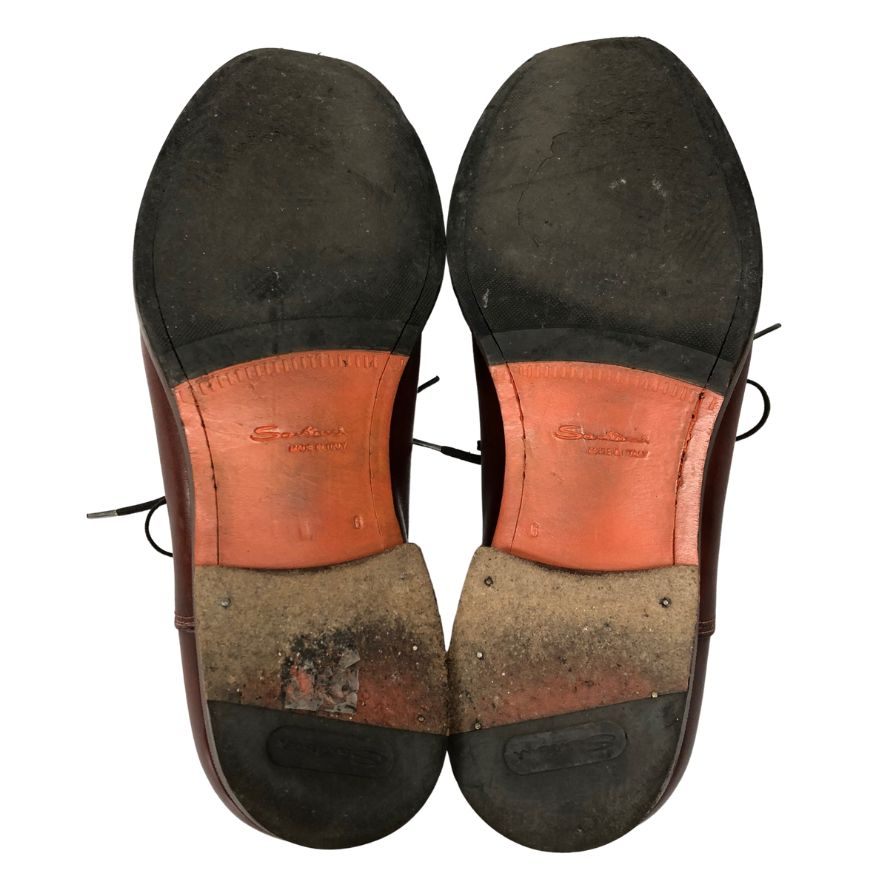サントーニ レザーシューズ プレーントゥ カーフ サイズ6 ボルドー メンズ SANTONI 約24.5cm【AFC6】