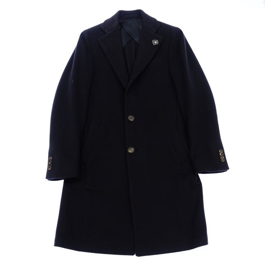 Good Condition◆Lardini Chester Coat JJ23143AQ Wool Flannel Solid Men's Navy Size 44 LARDINI [LA] 