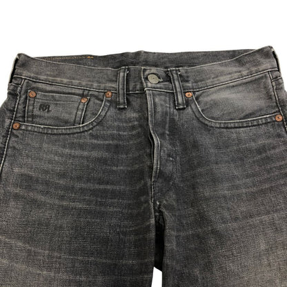 ダブルアールエル ラルフローレン デニムパンツ ストレート 革パッチ ボタンフライ グレー メンズ サイズ W29 L30 RRL RALPH LAUREN 【AFB39】