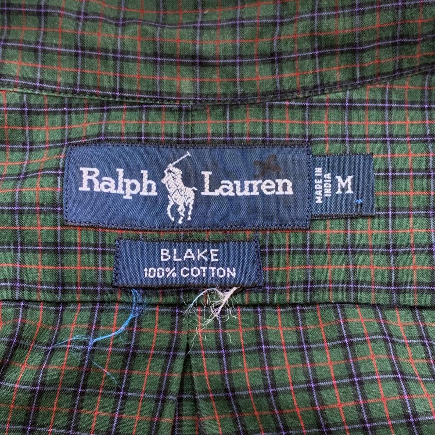 ラルフローレン 長袖シャツ ボタンダウン チェック グリーン系 メンズ サイズM Ralph Lauren【LA】