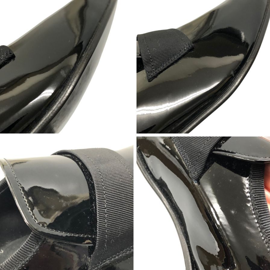 サルヴァトーレフェラガモ レザースリッポン パテントレザー メンズ サイズ 8 1/2 ブラック  Salvatore Ferragamo 約26.5cm【AFD9-2】
