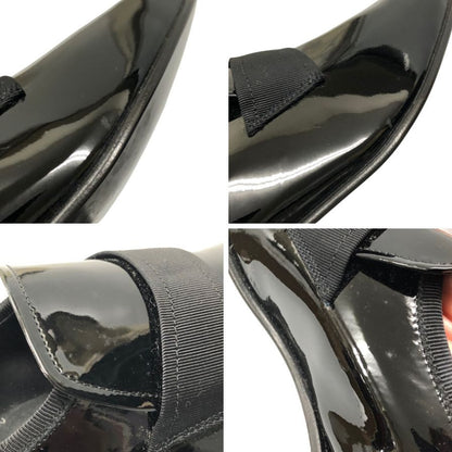 サルヴァトーレフェラガモ レザースリッポン パテントレザー メンズ サイズ 8 1/2 ブラック  Salvatore Ferragamo 約26.5cm【AFD9-2】