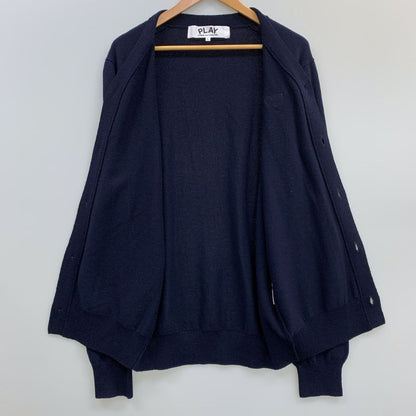 美品◆プレイ コムデギャルソン カーディガン ワッペン ネイビー メンズ サイズL PLAY COMME des GARCONS 【AFB20】
