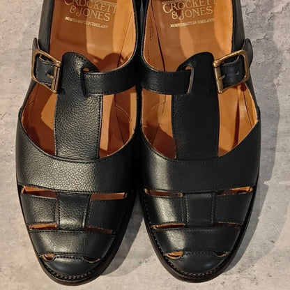 クロケット＆ジョーンズ SUBS フィッシャーマン グルカサンダル ネイビー  グレインレザー 314ラスト サイズUK8E CROCKETT&JONES ビジネスシューズ 約26.5cm【LA】【中古】