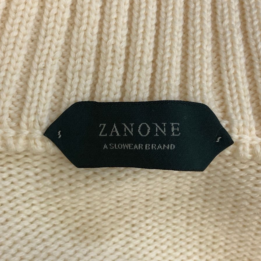 美品◆ザノーネ ウール ヘンリーネック ウール ニット メンズ サイズ 46 ホワイト系 ZANONE 【AFB14】