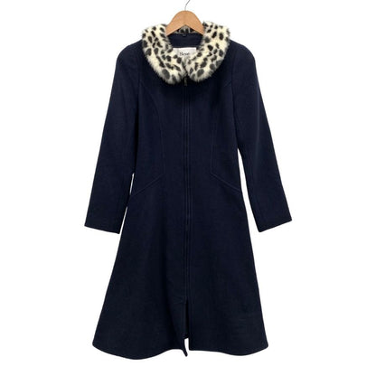 美品◆ルネ コート 6538141A ミンクファー ネイビー サイズ34 レディース Rene 【AFB31】