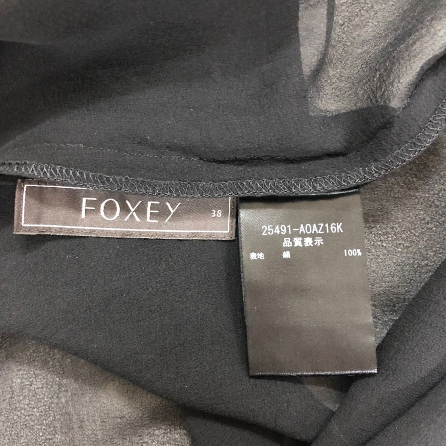 美品◆フォクシー ノースリーブ シースルー ブラック 38 25491 FOXEY 【AFB23】