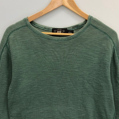 中古◆ダブルアールエル 長袖カットソー クルーネック サーマル グリーン メンズ サイズS RRL Ralph Lauren 【AFB37】