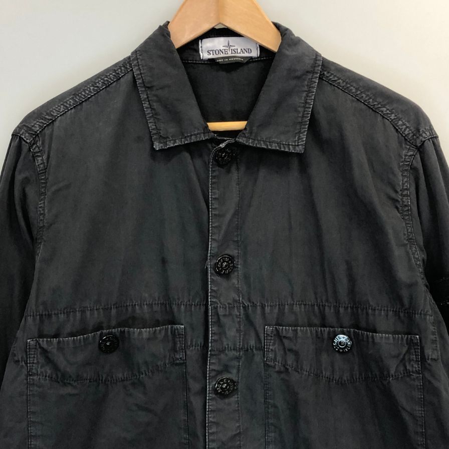 美品◆ストーンアイランド 21SS ガーメントダイ ワークシャツ ブラック メンズ サイズM Stone Island 【AFB18】