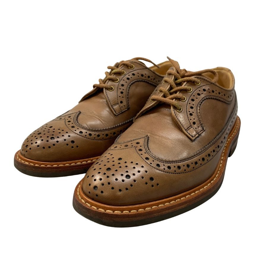 トリッカーズ レザーソウル別注 レザーシューズ ロングウイングチップ M5164 ブラウン メンズ サイズ5.5 Tricker’s ビジネスシューズ 約24.0cm【LA】【中古】