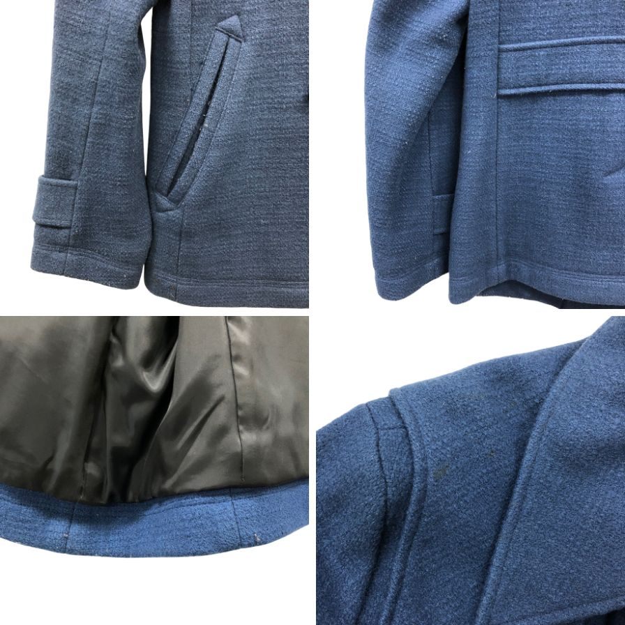 美品◆バーバリー ブラックレーベル ウール Pコート ブルー メンズ Mサイズ BURBERRY BLACK LABEL 【AFA7】