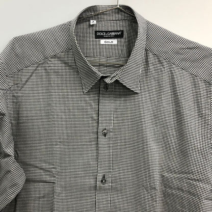 極美品◆ドルチェ&ガッバーナ 長袖シャツ GOLD ギンガムチェック メンズ サイズ41 DOLCE & GABBANA 【AFB38】