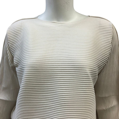 美品◆ミー イッセイミヤケカットソー MI82KJ569 エイポックインサイド ポリエステル  レディース  ホワイト ME ISSEY MIYAKE 【AFB25】