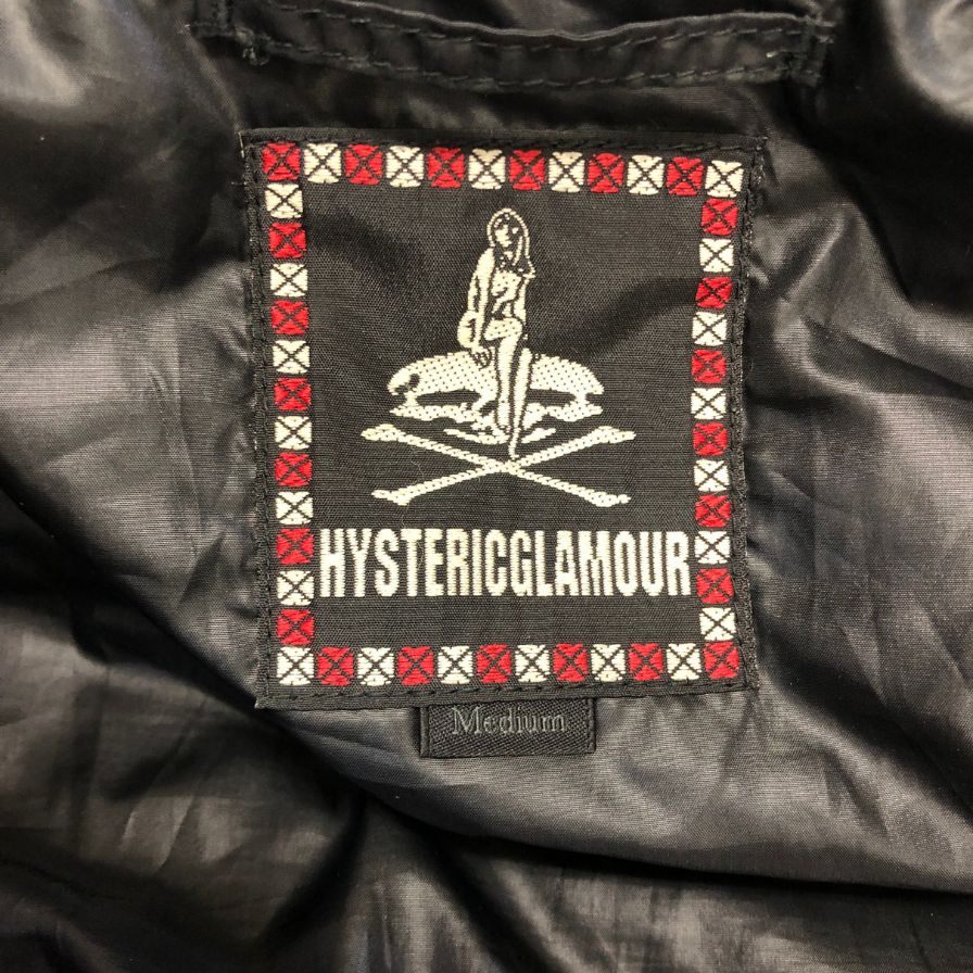 美品◆ヒステリックグラマー 中綿ジャケット ワッペン ブラック メンズ サイズM HYSTERIC GLAMOUR 【AFA20】