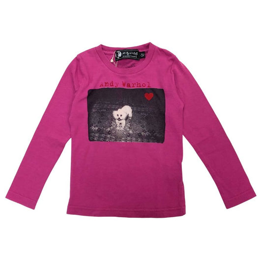美品◆ヒステリックグラマー アンディウォーホル 長袖 プリント フォト Tシャツ ピンク キッズ サイズS HYSTERIC GLAMOUR 【AFB39】