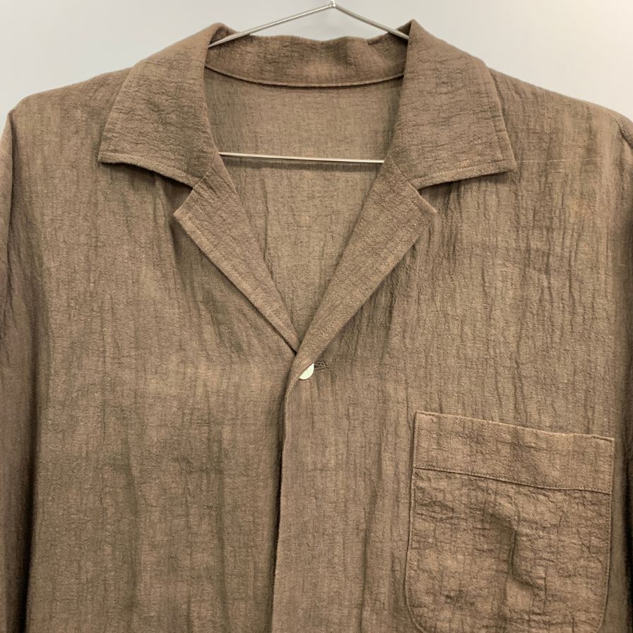 極美品◆カル ウオーターツイストリネン シャツジャケット C231F08B03 長袖 ブラウン メンズ サイズ3 Cale 【AFB45】