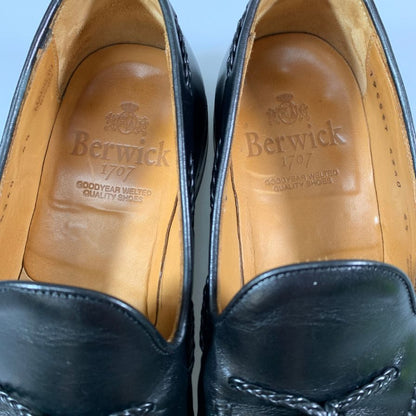 バーウィック 8491 タッセルローファー スエード ブラック UK4 メンズ スペイン製 Berwick 約23.0cm【AFD7】
